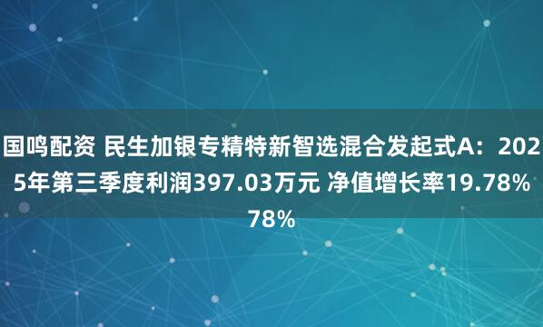 国鸣配资 民生加银专精特新智选混合发起式A：2025年第三季度利润397.03万元 净值增长率19.78%