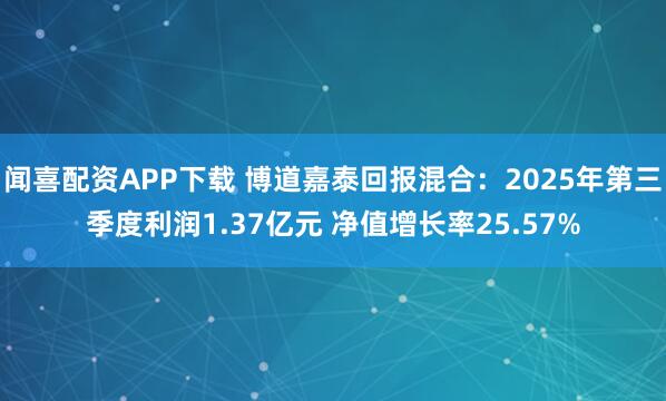闻喜配资APP下载 博道嘉泰回报混合：2025年第三季度利润1.37亿元 净值增长率25.57%